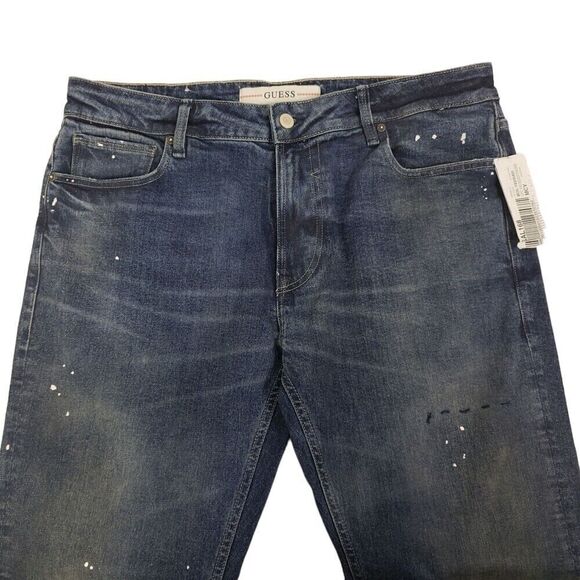 GUESS Men's Jeans Size 36 Eco Angeles Skinny Slim Fit Patch Paint Splatter - Picture 5 of 13